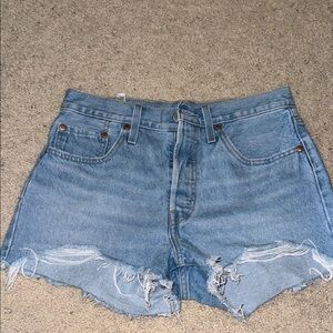Levi's Blue Jean Shorts Distressed High-Waisted
